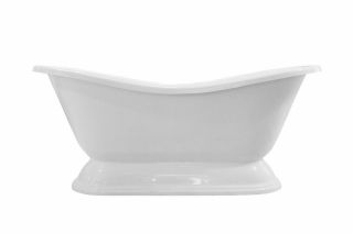 Ванна из литьевого мрамора Эстет Boston silk ФР-00014526 с литым подиумом 180x74см белый матовый